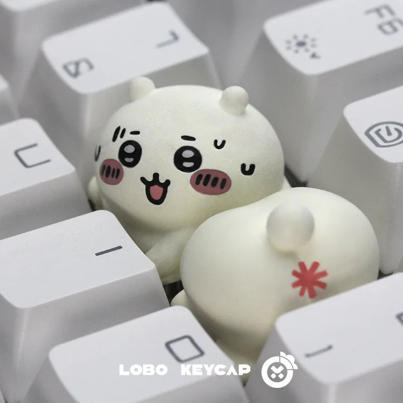 2pcs Set Lobo Keycap Chiikawa Hachiware Kawaii Action Figures Theme Resin Peripheral Art Mechanical Keyboard Decoration Gift
