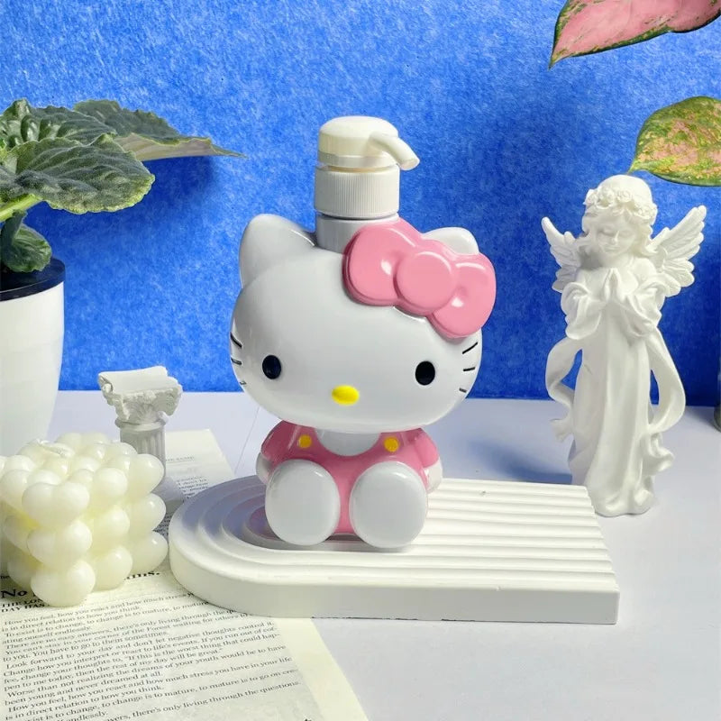 Cute Hello Kitty Figure Soap Dispensers Portable Travel Dispenser Empty Shower Gel Bottles Bathroom Anime Merchandise Decoration