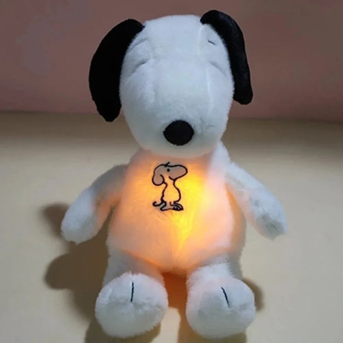 2025 Glowing Breathing Snoopy Plush Toy Baby Sleep Aid Cute Calming Stuffed Animal Kids Bedtime Gift