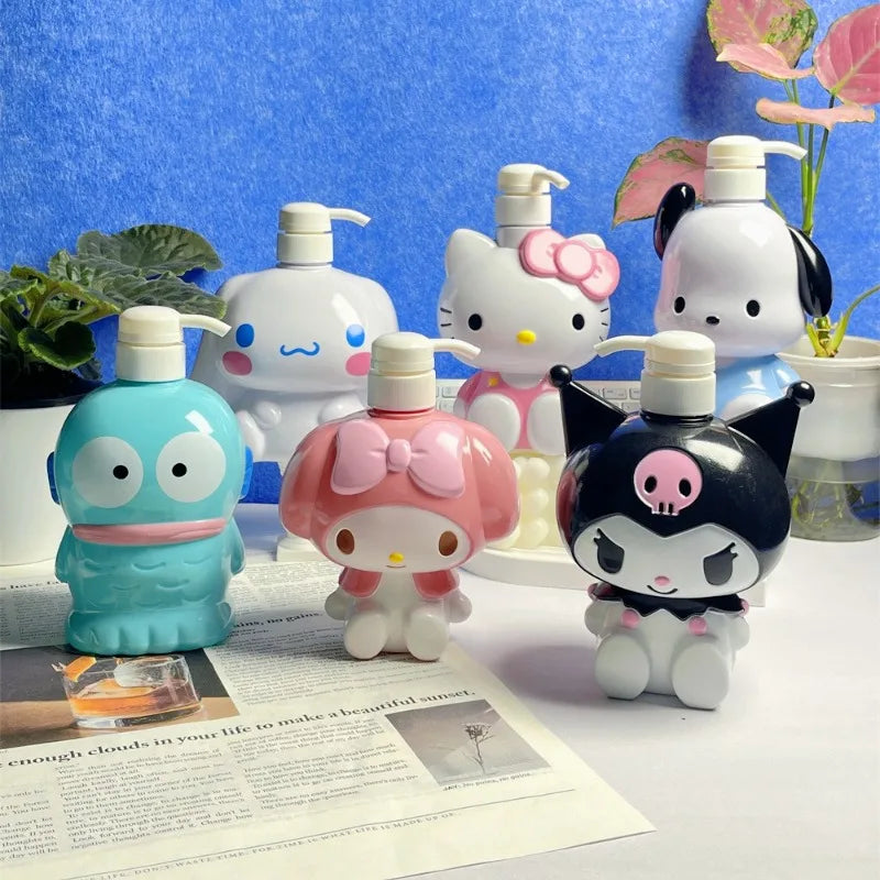 Cute Hello Kitty Figure Soap Dispensers Portable Travel Dispenser Empty Shower Gel Bottles Bathroom Anime Merchandise Decoration