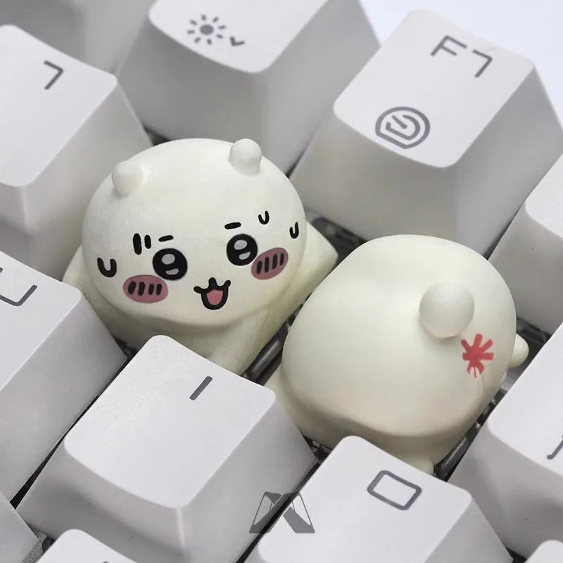 2pcs Set Lobo Keycap Chiikawa Hachiware Kawaii Action Figures Theme Resin Peripheral Art Mechanical Keyboard Decoration Gift