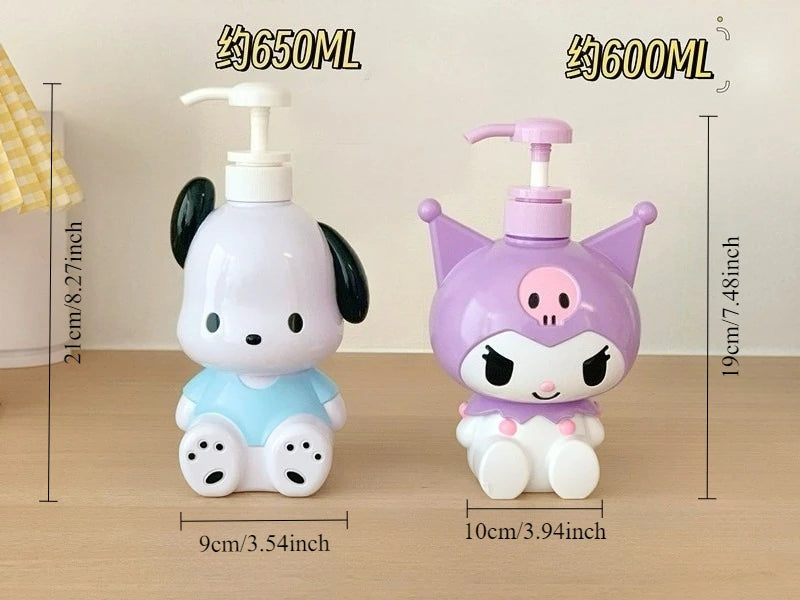 Cute Hello Kitty Figure Soap Dispensers Portable Travel Dispenser Empty Shower Gel Bottles Bathroom Anime Merchandise Decoration