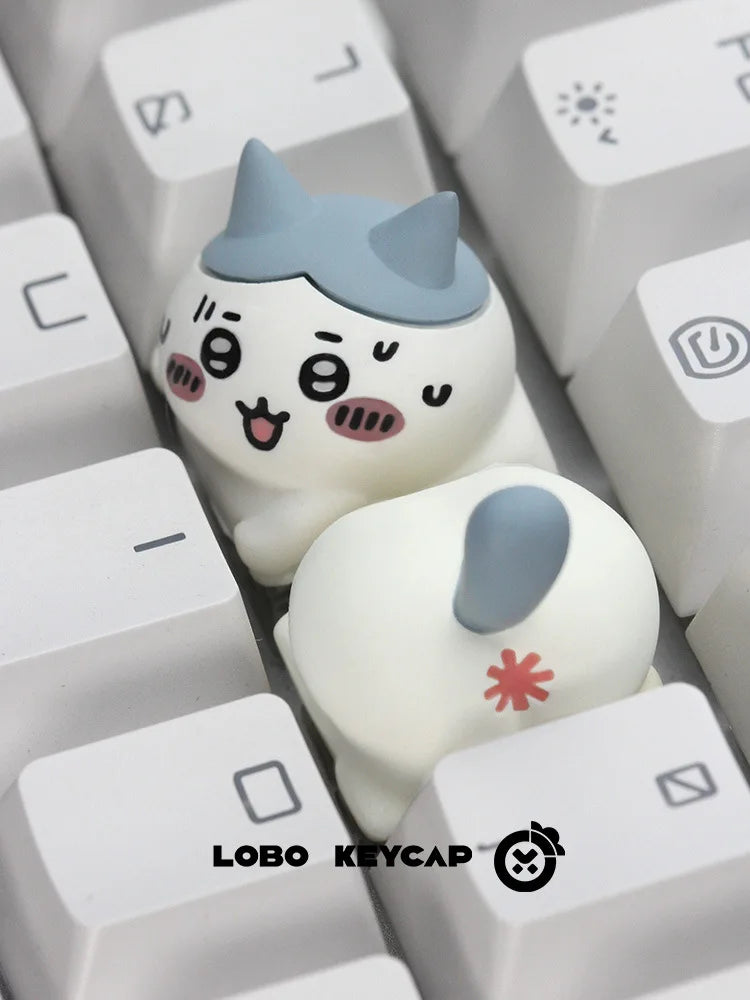 2pcs Set Lobo Keycap Chiikawa Hachiware Kawaii Action Figures Theme Resin Peripheral Art Mechanical Keyboard Decoration Gift