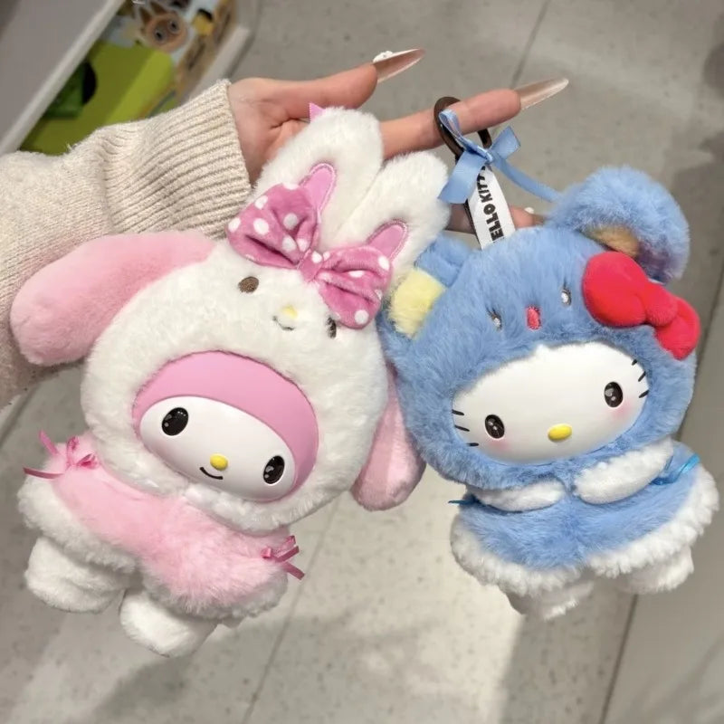 Genuine Miniso Sanrio Little Cape Series Vinyl Plush Pendant Blind Box Trendy Play Mystery Box Christmas Gift Desktop Ornament