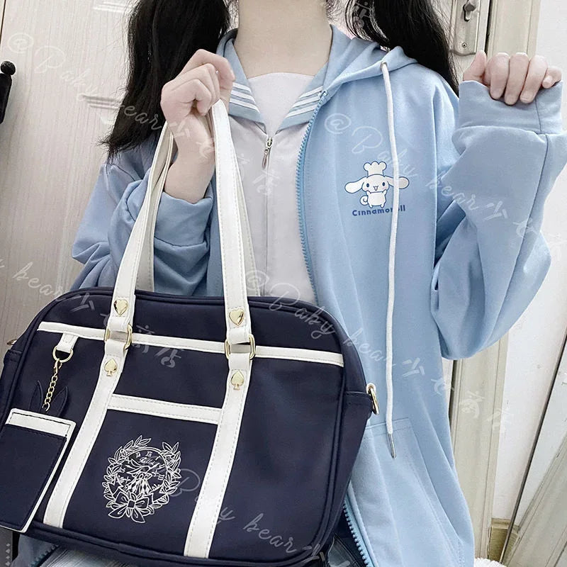 Anime Kawaii Sanrio Cartoon Cinnamoroll Kuromi My Melody JK Coat Hoodie Loose Long Sleeves Hooded Cardigan Jacket Gift