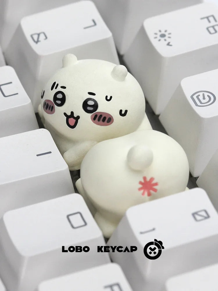 2pcs Set Lobo Keycap Chiikawa Hachiware Kawaii Action Figures Theme Resin Peripheral Art Mechanical Keyboard Decoration Gift