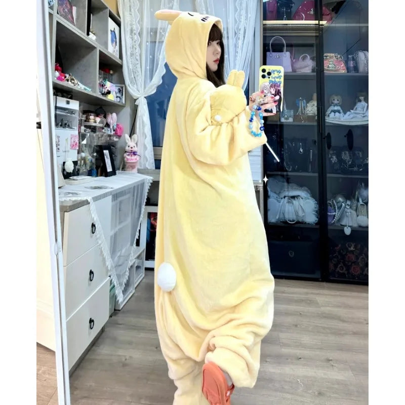 2024 New Cute Cartoon USAgi Hooded Flannel Pajamas Winter New All-in-One Pajamas Home Clothes Girls Birthday Gifts